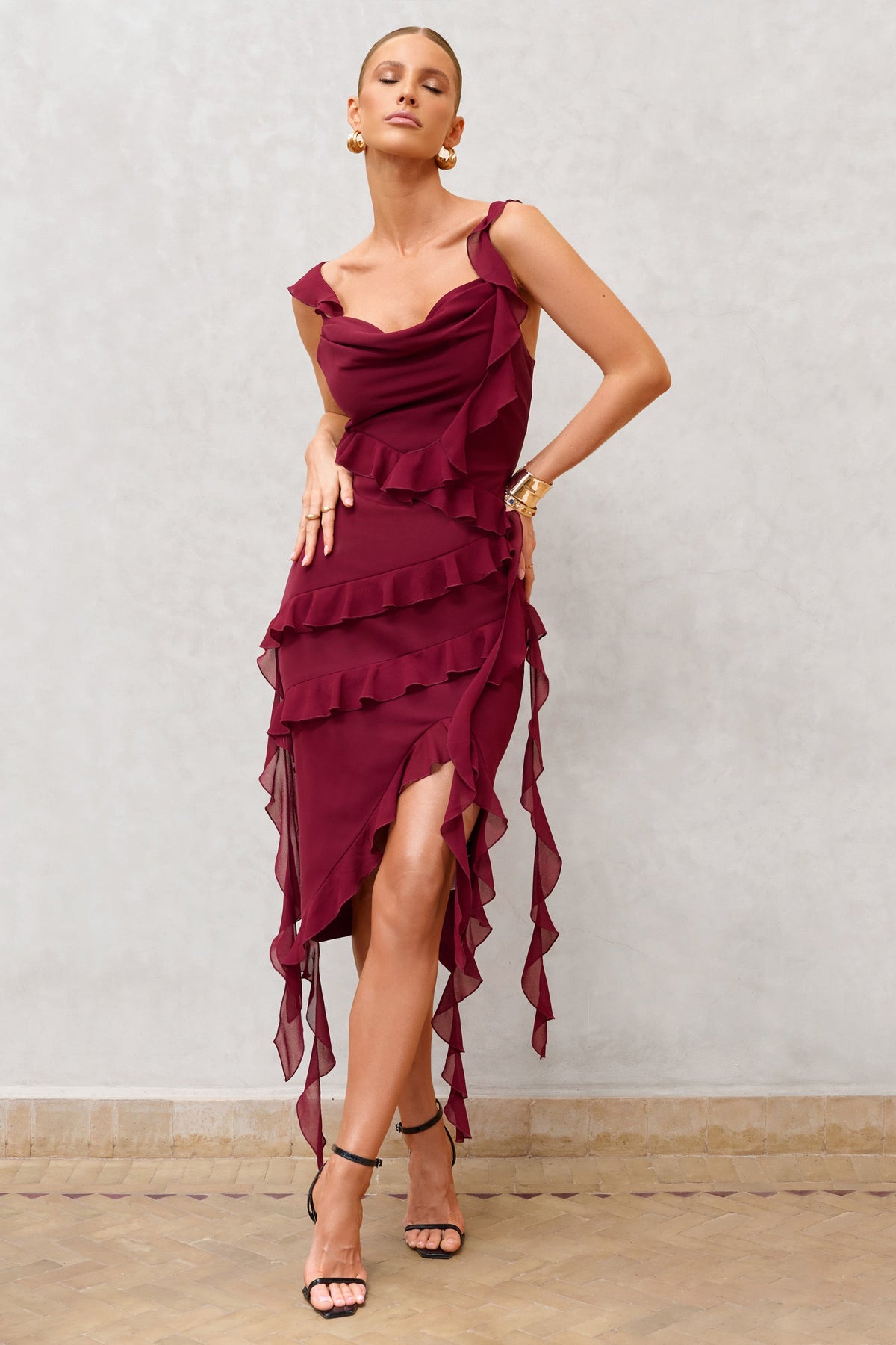 Midi outlet dress ruffle