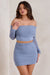 Rule Breaker | Cornflower Blue Ruched Mesh Bardot Crop Top
