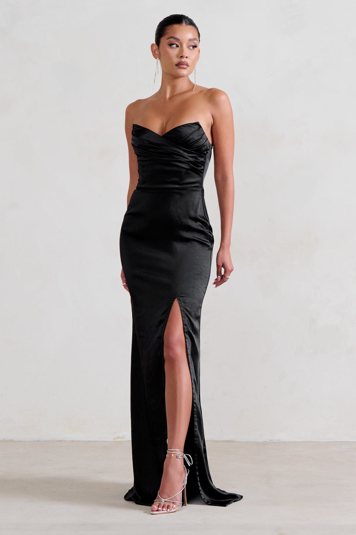 Black strapless sale slip dress