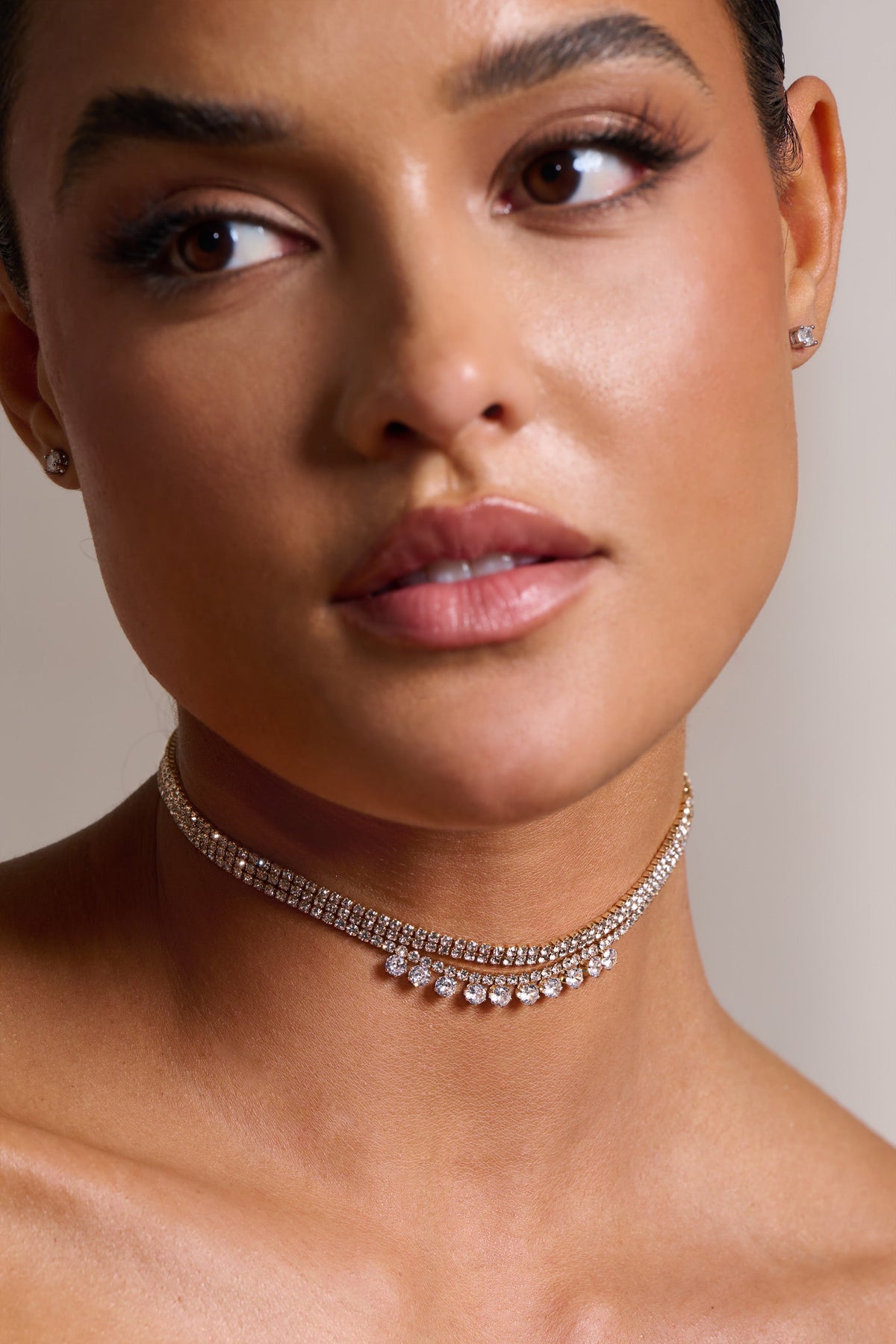 Buy Ayesha Cube Diamante Mini Pendant Gold-Toned Dainty Necklace Online